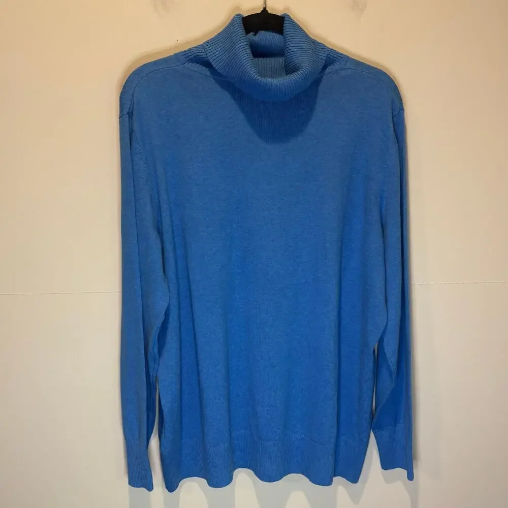 L.L. Bean Blue Cotton Cashmere Turtleneck Sweater - size 2X